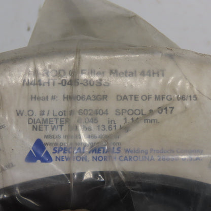 Special Metals N44HT-045-30SS Ni-Rod Filler Metal 30LBS 0.045" 1.14mm 30LBS