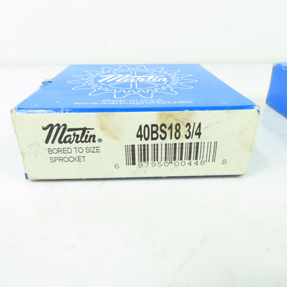 Martin 40BS18 Roller Chain Sprocket 1-3/16" Bore 18-Tooth Lot Of 2
