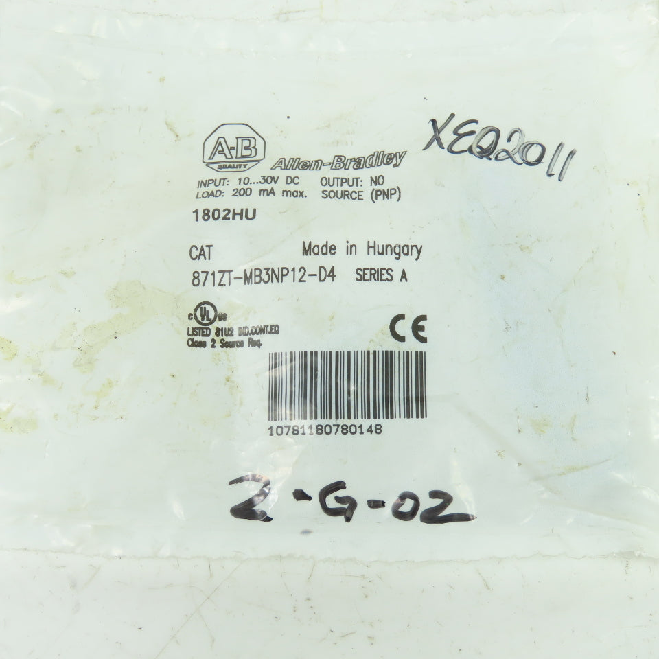 Allen Bradley 871ZT-MB3NP12-D4 Inductive Proximity Sensor 10-30VDC 200mA NEW