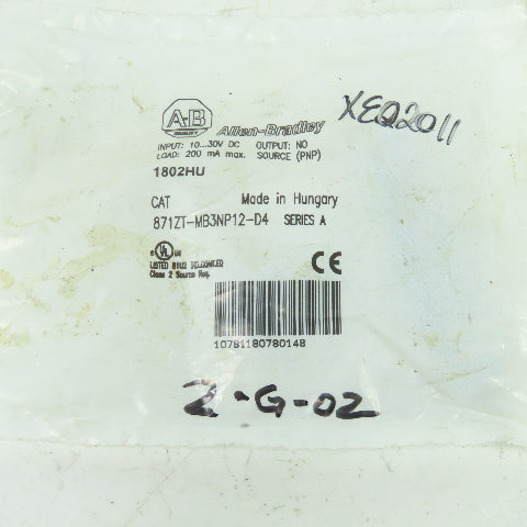 Allen Bradley 871ZT-MB3NP12-D4 Inductive Proximity Sensor 10-30VDC 200mA NEW