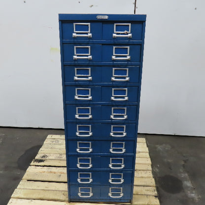 Steelage 20 Drawer Steel Small Parts Card Catalog Bin Drawer Unit 19"x 28" x 52"