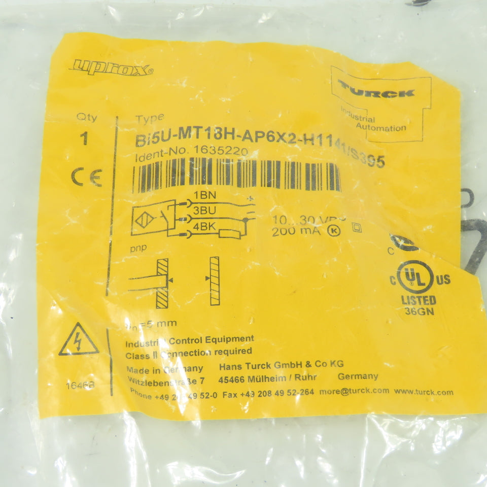 Turck Bi5U-MT18H-AP6X2-H1141/S395 Inductive Sensor 10-30VDC 200mA
