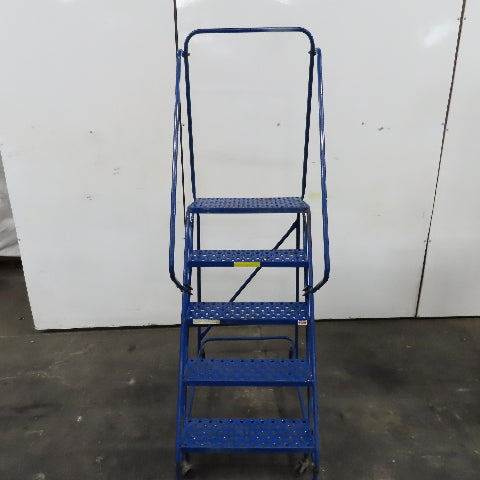 48" Working Height Self Locking 5 Step Rolling Ladder 10" x 24" Platform
