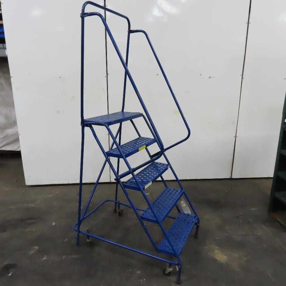 48" Working Height Self Locking 5 Step Rolling Ladder 10" x 24" Platform
