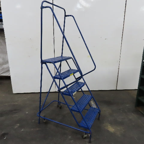 48" Working Height Self Locking 5 Step Rolling Ladder 10" x 24" Platform