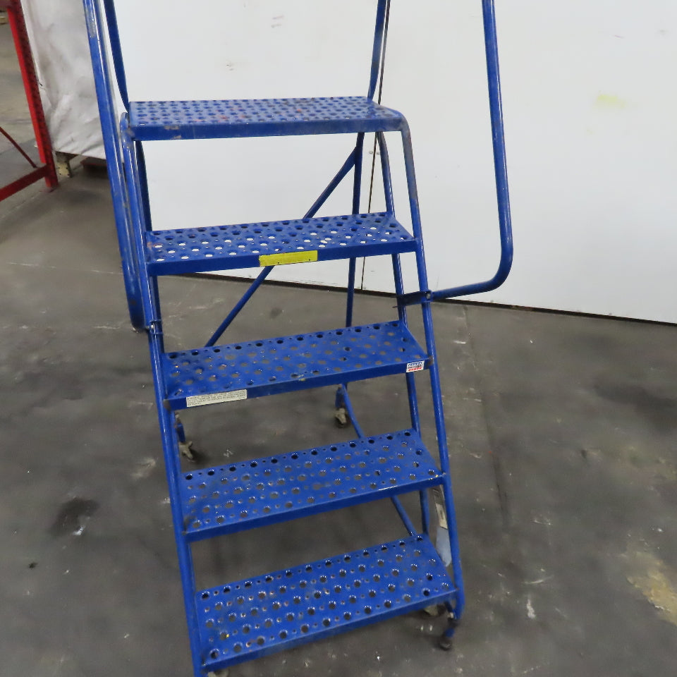 48" Working Height Self Locking 5 Step Rolling Ladder 10" x 24" Platform