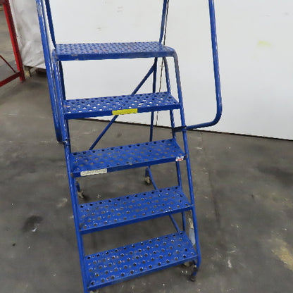 48" Working Height Self Locking 5 Step Rolling Ladder 10" x 24" Platform