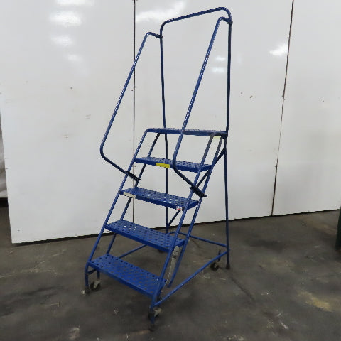48" Working Height Self Locking 5 Step Rolling Ladder 10" x 24" Platform