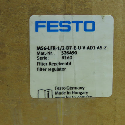 Festo MS6-LFR-1/2-D7-E-U-V-AD1-AS-Z 526490 Compressed Air Filter Regulator 1/2"