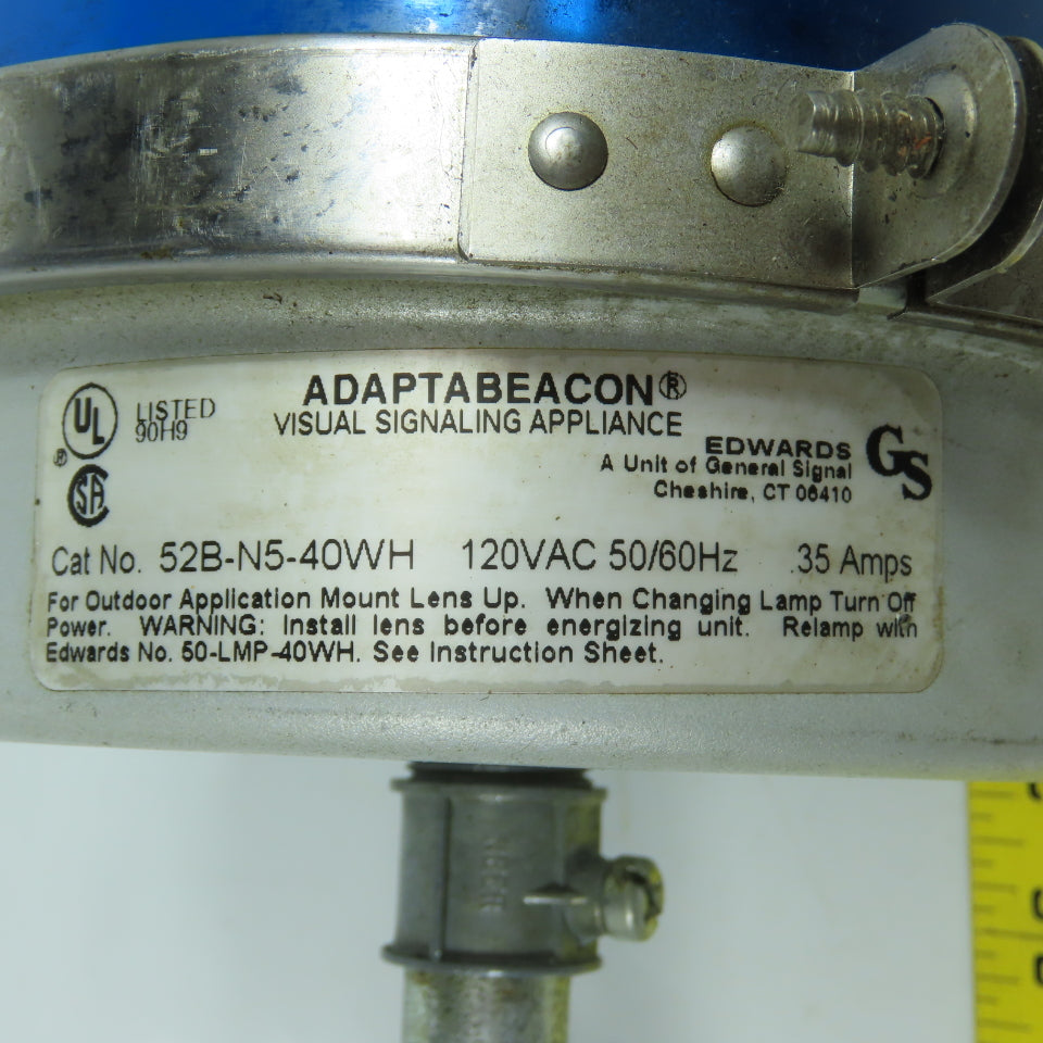 Edwards 52B-N5-40WH Adaptabeacon Blue Strobe Light 120V 0.35A