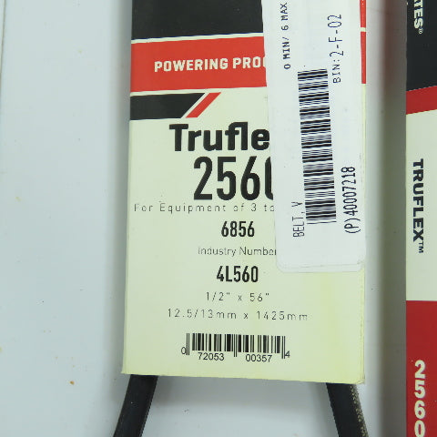 Gates 4L560 Truflex 2560 V-Belt 4L Section 1/2" x 56" Long Lot of 4