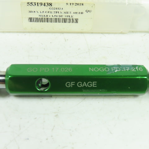 GF Gage 55319438 Plug Thread Gage M18x1.5 Thread 6H Go PD 17.026 NoGo PD 17.216
