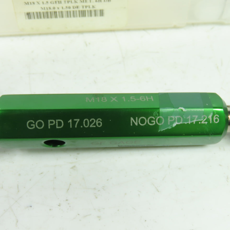 GF Gage 55319438 Plug Thread Gage M18x1.5 Thread 6H Go PD 17.026 NoGo PD 17.216