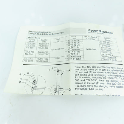 Hyson Tanker 2 T2LSK-500 Nitrogen Spring Seal Repair Kit