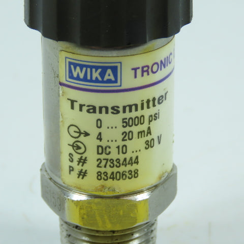 Wika 8340638 Tronic Line Pressure Transmitter 0-5000PSI 10-30V DC 4-20mA 1/2"