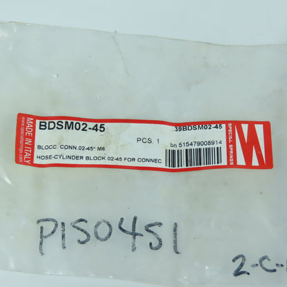 Special Springs BDSM02-45 39BDSM02-45 Cylinder Hose Block Connector 02-45°
