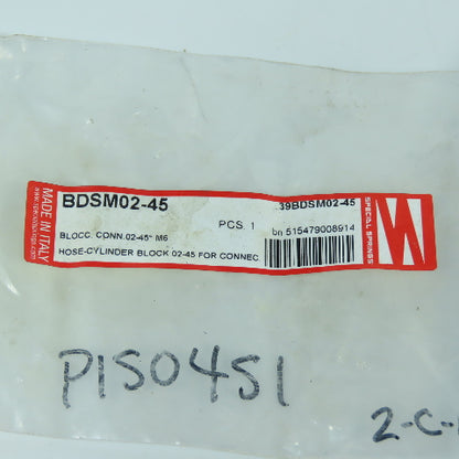 Special Springs BDSM02-45 39BDSM02-45 Cylinder Hose Block Connector 02-45°