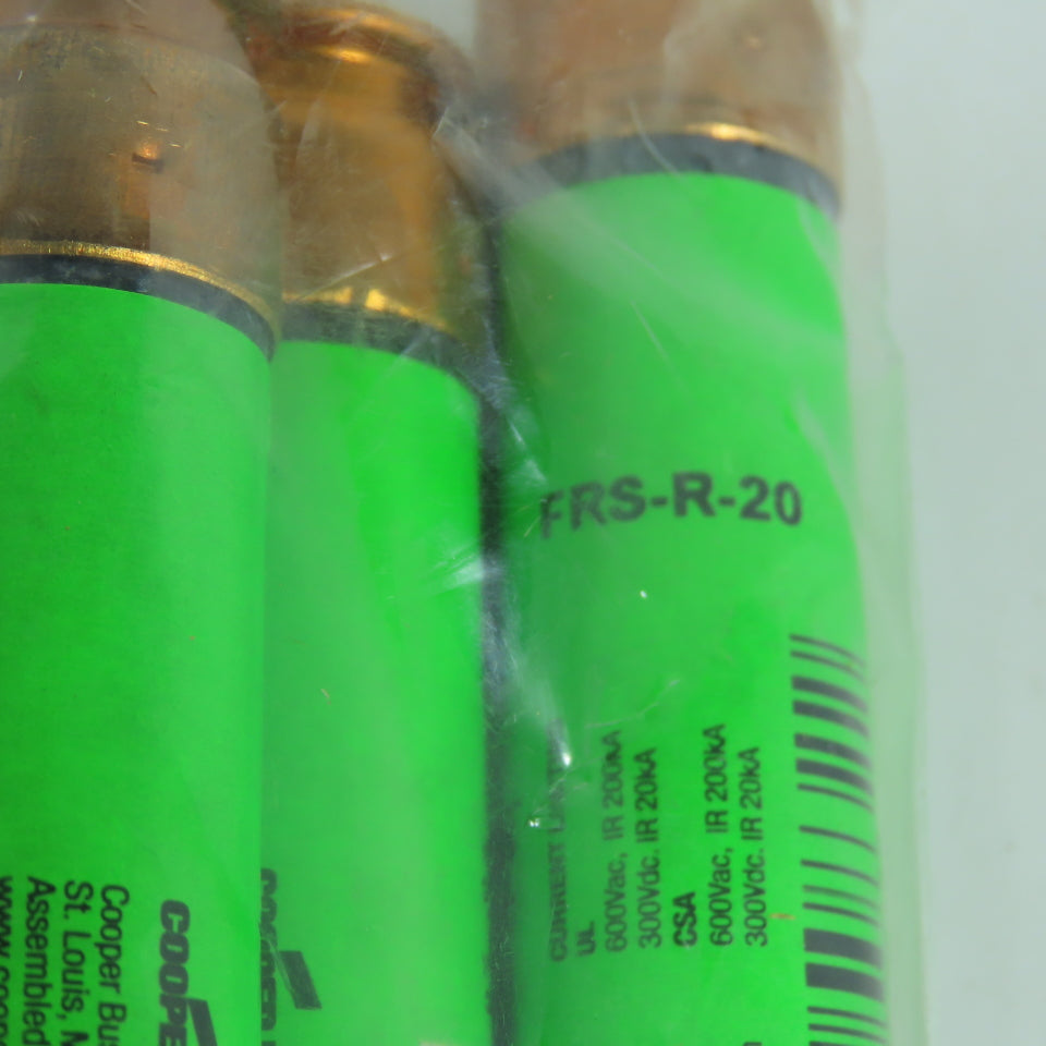 Bussmann Fuseton FRS-R-20 Energy Efficient 20A Time Delay Fuses 600VAC Lot Of 6
