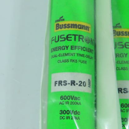 Bussmann Fuseton FRS-R-20 Energy Efficient 20A Time Delay Fuses 600VAC Lot Of 6