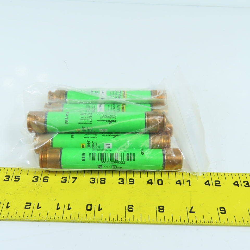 Bussmann Fuseton FRS-R-20 Energy Efficient 20A Time Delay Fuses 600VAC Lot Of 6