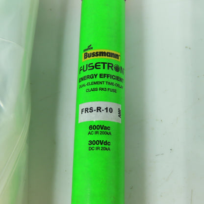 Bussmann Fuseton FRS-R-10 Energy Efficient 10A Time Delay Fuses 600VAC Lot Of 4