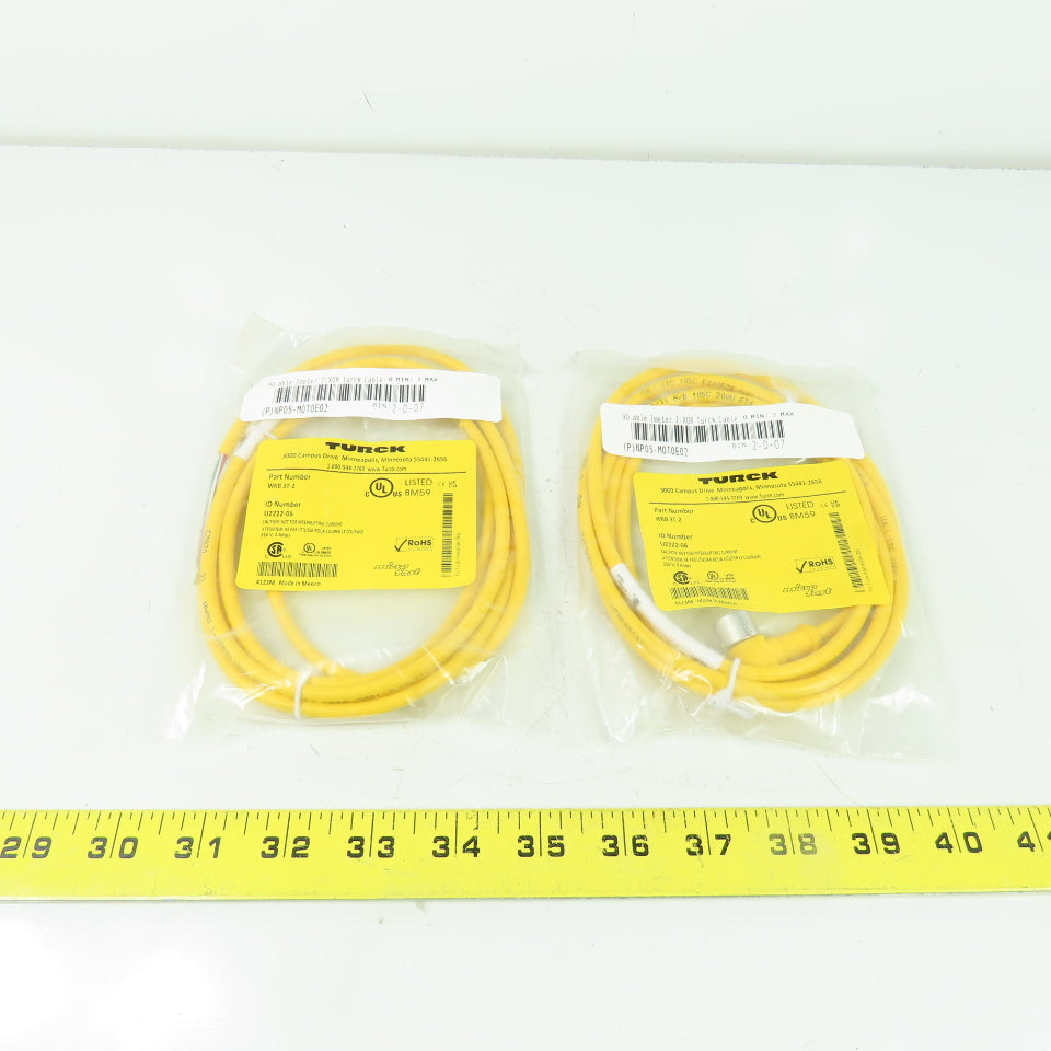 Turck WKB 3T-2 Micro Fast Cordset Cable 3-Pin Female Right Angle NEW Lot of 2