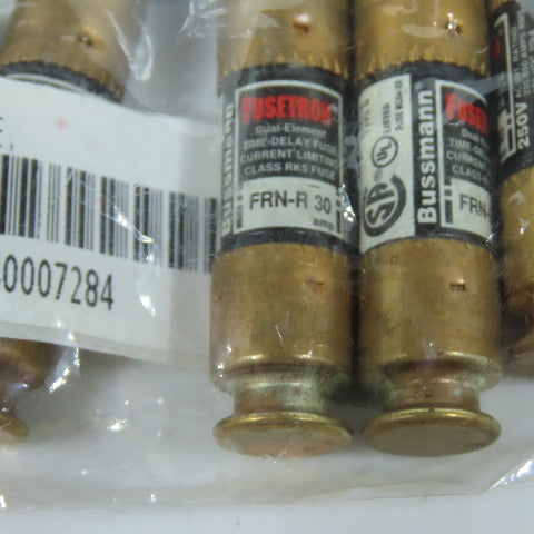 Bussmann FRN-R-30 Fusetron 30A Dual Element Time Delay Fuses 600VAC Lot Of 9