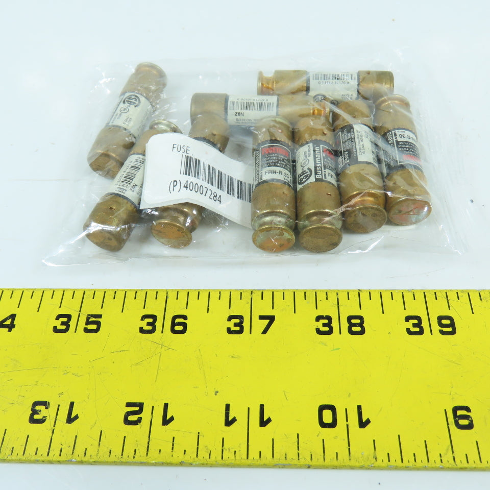 Bussmann FRN-R-30 Fusetron 30A Dual Element Time Delay Fuses 600VAC Lot Of 9