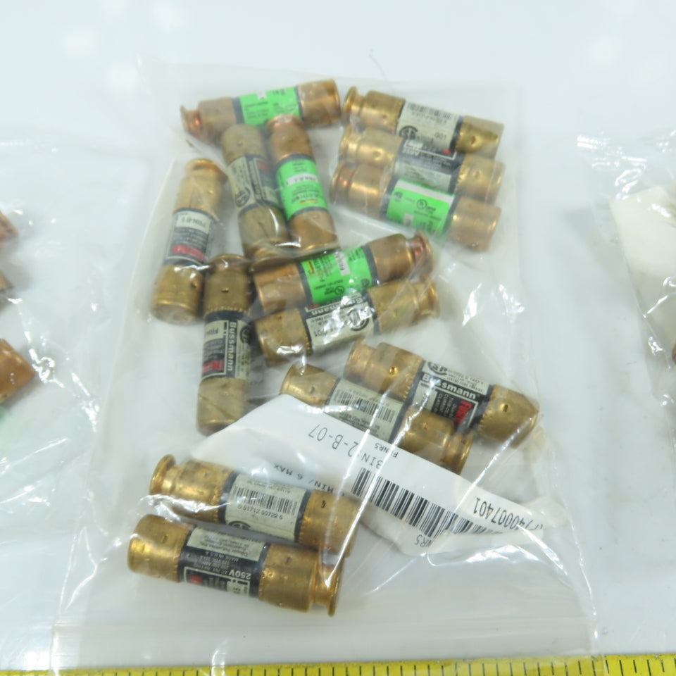 Fusetron FRN-R- 2A, 5A, 8A, 15A Dual Element Time Delay Fuses 600VAC Lot Of 33