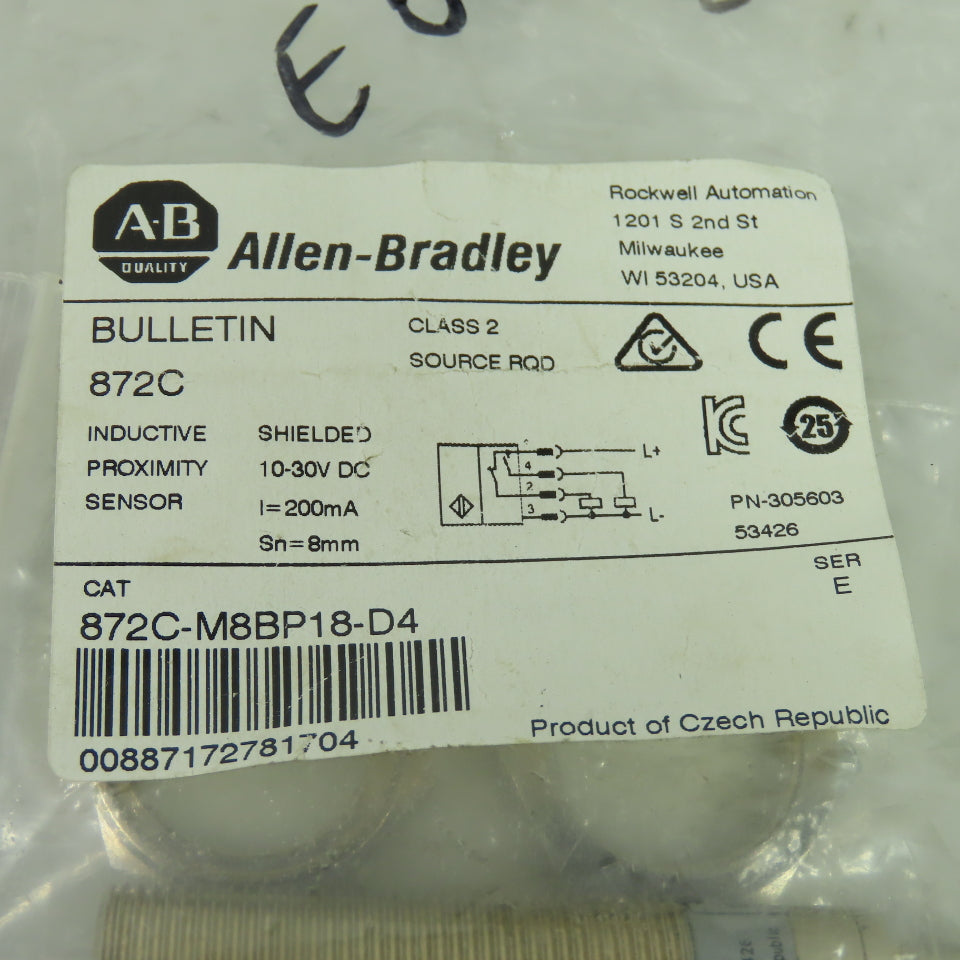Allen Bradley 872C-M8BP18-D4 SerE Inductive Proximity Sensor Switch 10-30VDC NEW