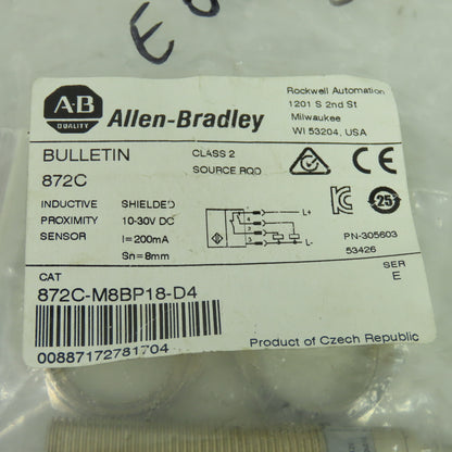 Allen Bradley 872C-M8BP18-D4 SerE Inductive Proximity Sensor Switch 10-30VDC NEW