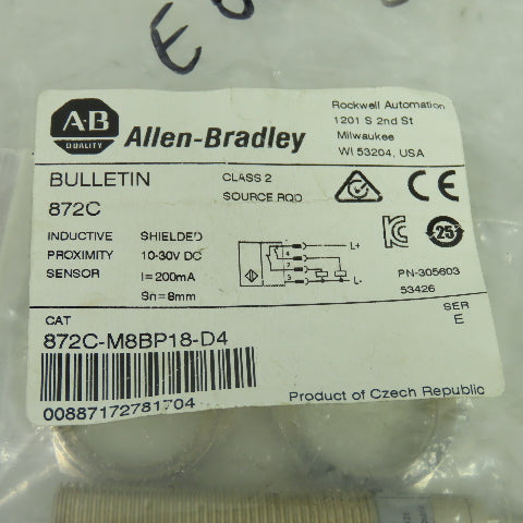 Allen Bradley 872C-M8BP18-D4 SerE Inductive Proximity Sensor Switch 10-30VDC NEW