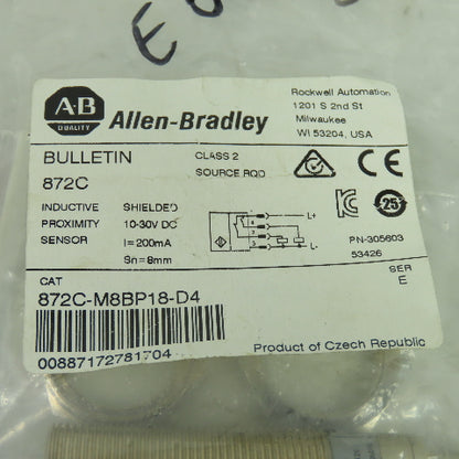 Allen Bradley 872C-M8BP18-D4 SerE Inductive Proximity Sensor Switch 10-30VDC NEW