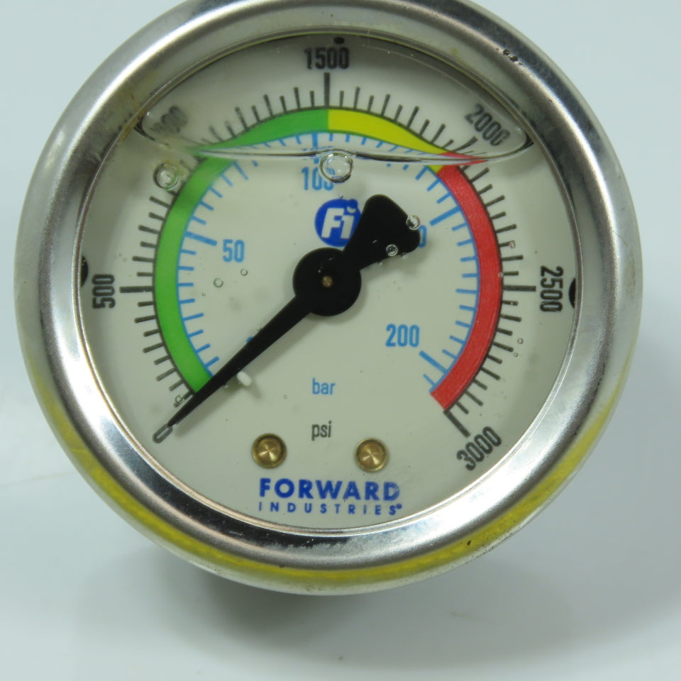 Forward Industries 43mm Pressure Gauge 0-3000PSI 0-200 Bar 1/4" NPT