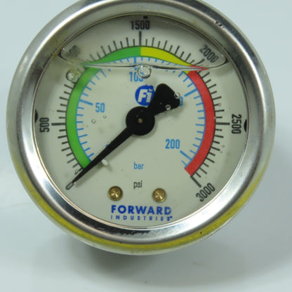 Forward Industries 43mm Pressure Gauge 0-3000PSI 0-200 Bar 1/4" NPT