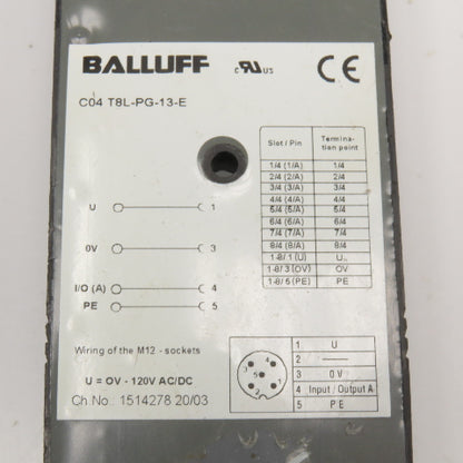 Balluff C04 T8L-PG-13-E SACB 120V AC/DC 8 Port Interface Module