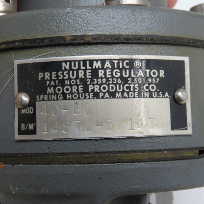 Moore Products 40-30 Nullmatic 1/4" NPT Compressed Air Regulator