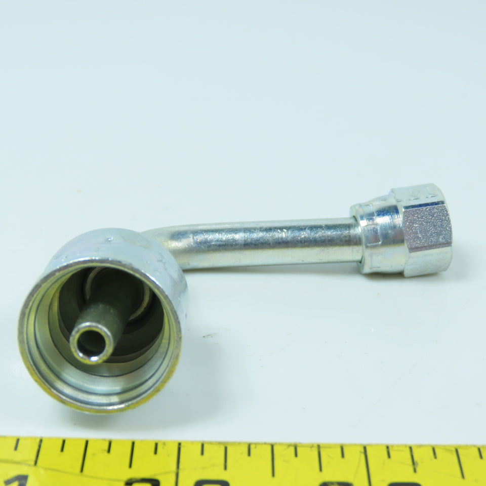 Parker 14143-4-4 Crimp Style Hydraulic Hose Fitting 90° Elbow 1/4"x 7/16-20 (-4)