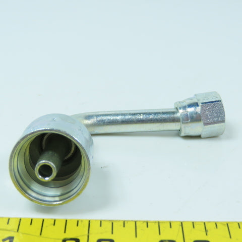 Parker 14143-4-4 Crimp Style Hydraulic Hose Fitting 90° Elbow 1/4"x 7/16-20 (-4)