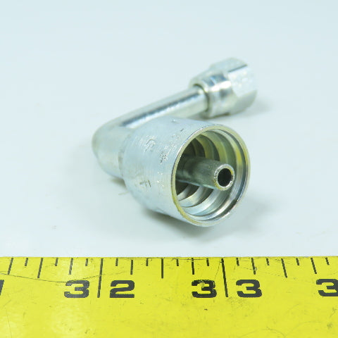 Parker 14143-4-4 Crimp Style Hydraulic Hose Fitting 90° Elbow 1/4"x 7/16-20 (-4)