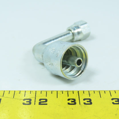 Parker 14143-4-4 Crimp Style Hydraulic Hose Fitting 90° Elbow 1/4"x 7/16-20 (-4)