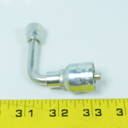 Parker 14143-4-4 Crimp Style Hydraulic Hose Fitting 90° Elbow 1/4"x 7/16-20 (-4)