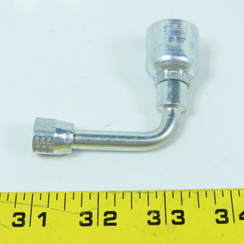 Parker 14143-4-4 Crimp Style Hydraulic Hose Fitting 90° Elbow 1/4"x 7/16-20 (-4)
