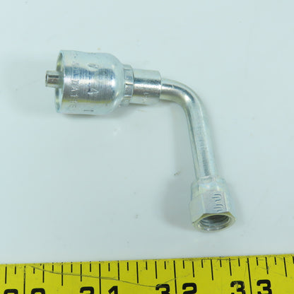 Parker 14143-4-4 Crimp Style Hydraulic Hose Fitting 90° Elbow 1/4"x 7/16-20 (-4)