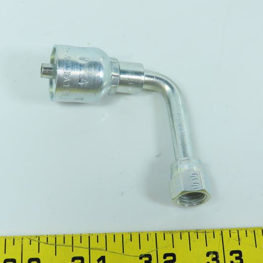 Parker 14143-4-4 Crimp Style Hydraulic Hose Fitting 90° Elbow 1/4"x 7/16-20 (-4)