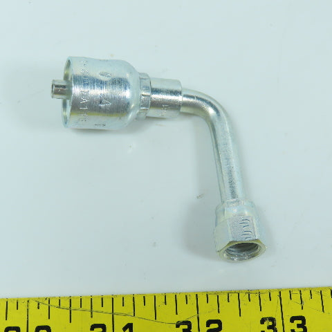 Parker 14143-4-4 Crimp Style Hydraulic Hose Fitting 90° Elbow 1/4"x 7/16-20 (-4)