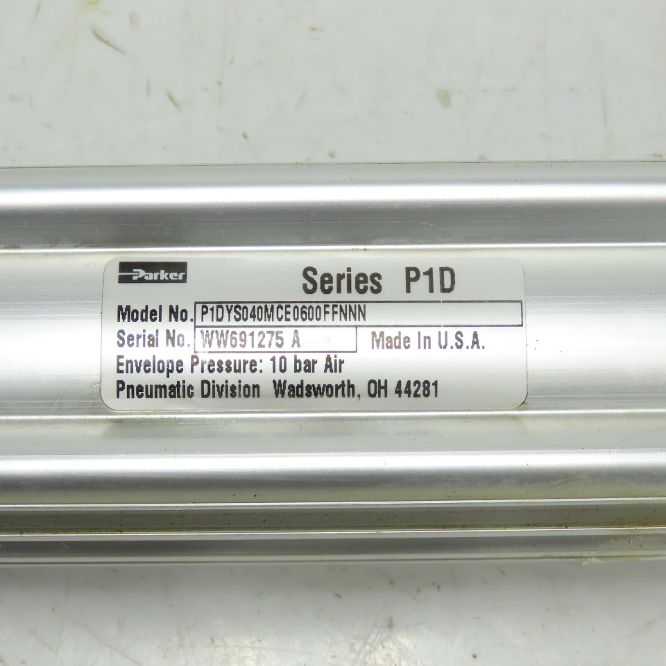 Parker P1DYS040MCE0600FFNNN 40mm Bore 600mm Stroke Double Acting Air Cylinder