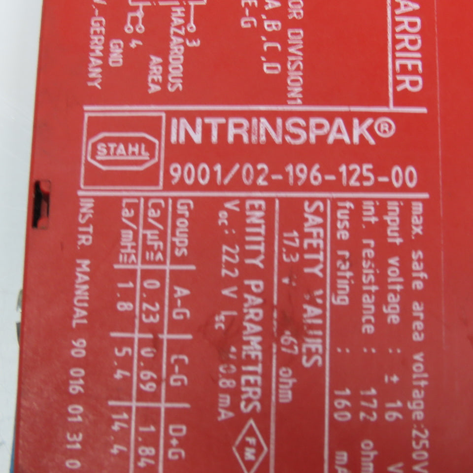 Stahl 9001/02-196-125-00 Single Channel Safety Barrier Relay ± 16V