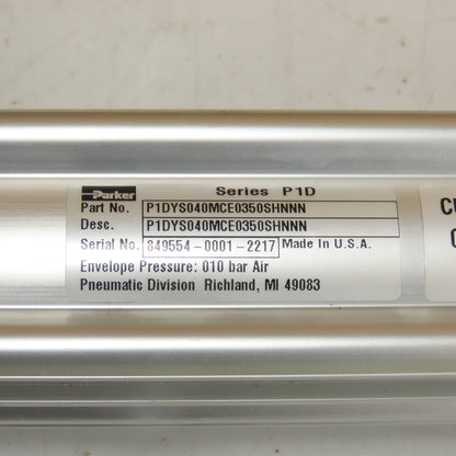 Parker P1DYS040MCE0350SHNNN Double Acting Pneumatic Cylinder 40mm B 350mm S NEW