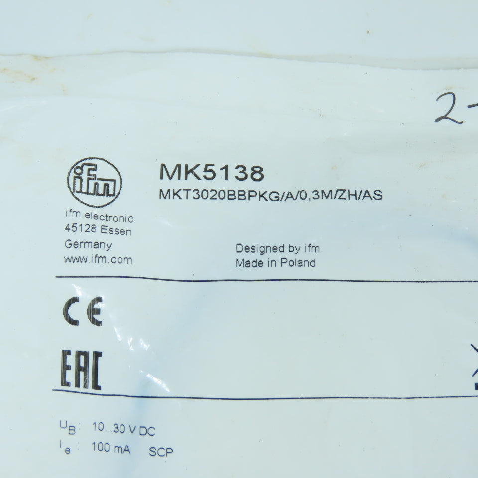 IFM MK5138 MTK3020BBPKG/A/0,3M/ZH/AS T-Slot Cylinder Sensor 10-30 VDC NEW